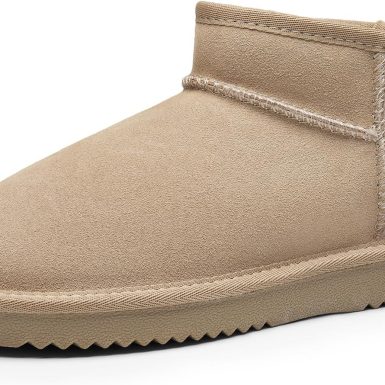 DREAM PAIRS Ankle Winter Mini Boots for Women Genuine Suede Faux Fur Lining Water Resistant Warm Snow Boots Slip On Memory Foam Comfort Booties FuzzyClassic